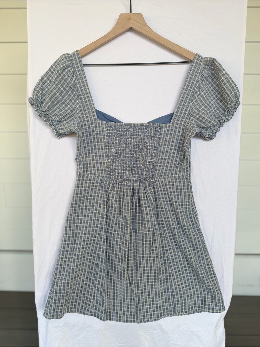 Kimchi Blue Gingham Milkmaid Cottagecore Mini Dress M 100% Cotton - Picture 2 of 6